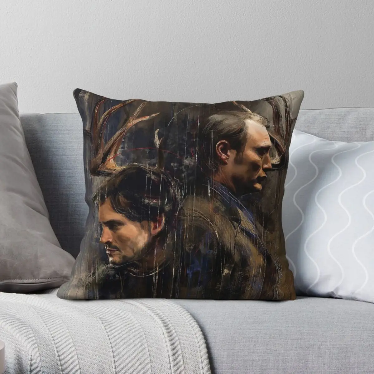Hannibal Will Graham Mads Mikkelsen Square Pillowcase Polyester Linen Velvet Creative Decor Throw Pillow Case Car Cushion Cover