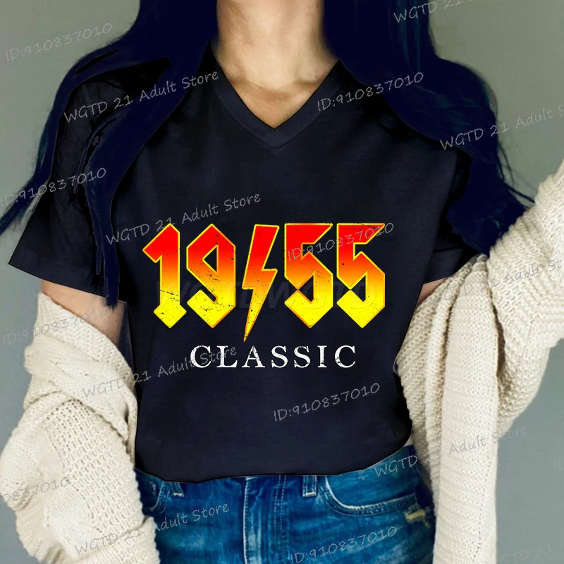 

Classic 1950 To 1959 Year Graphic T Shirt Women Birthday Gifts Short Sleeve V Neck Tees Harajuku Born in 1955 Unisex T-shirts
