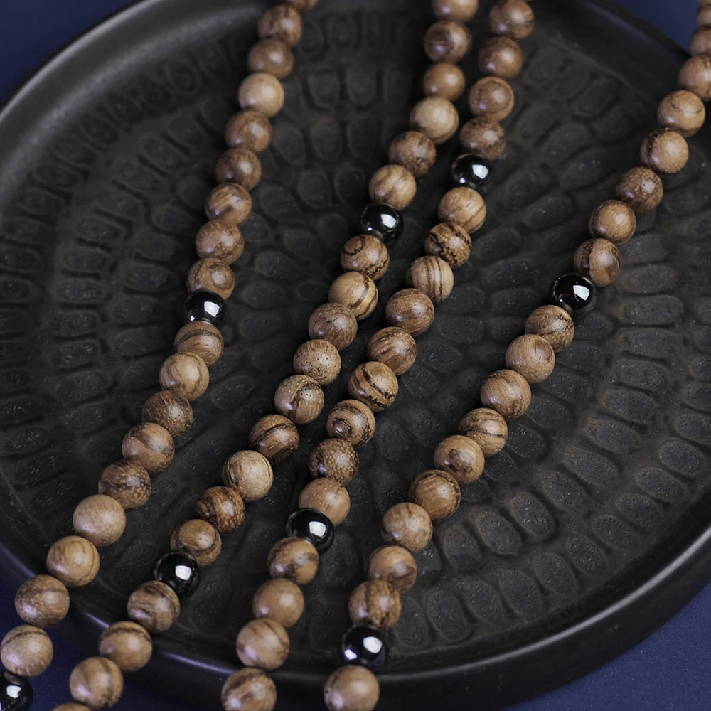 108 Mala Buddhist Prayer Beads Natural eaglewood Beads Bracelet Yoga Jewelry,108 Natural Wood Bead Bracelet Lotus Hanging Tag