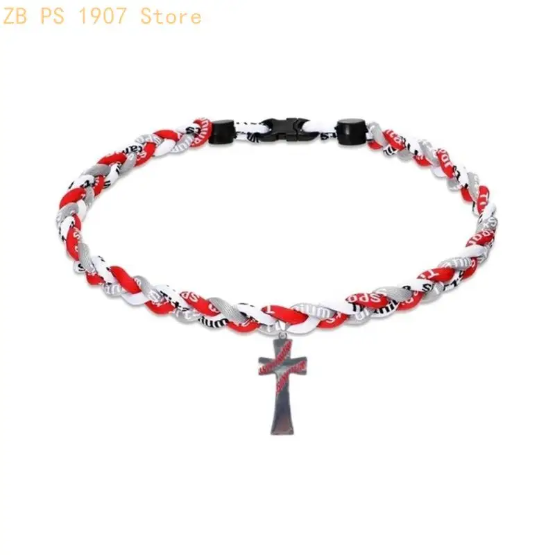 Versatile Baseball Rope Crosses NecklaceFor Work Play And Social Event 55KA