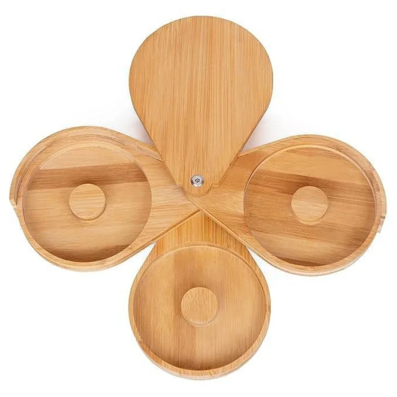 

Bamboo Triple Rotatable Bar Party Utensils Juice Cocktail Seasoning Box