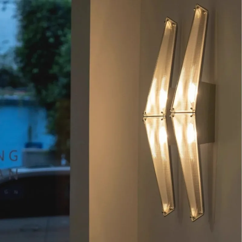 

Postmodern Novelty Clear Glass Lampshade Wall Lamp Stainless Steel Indoor Decor Parlor Bedroom Office Hotel LED Lighting Fixture