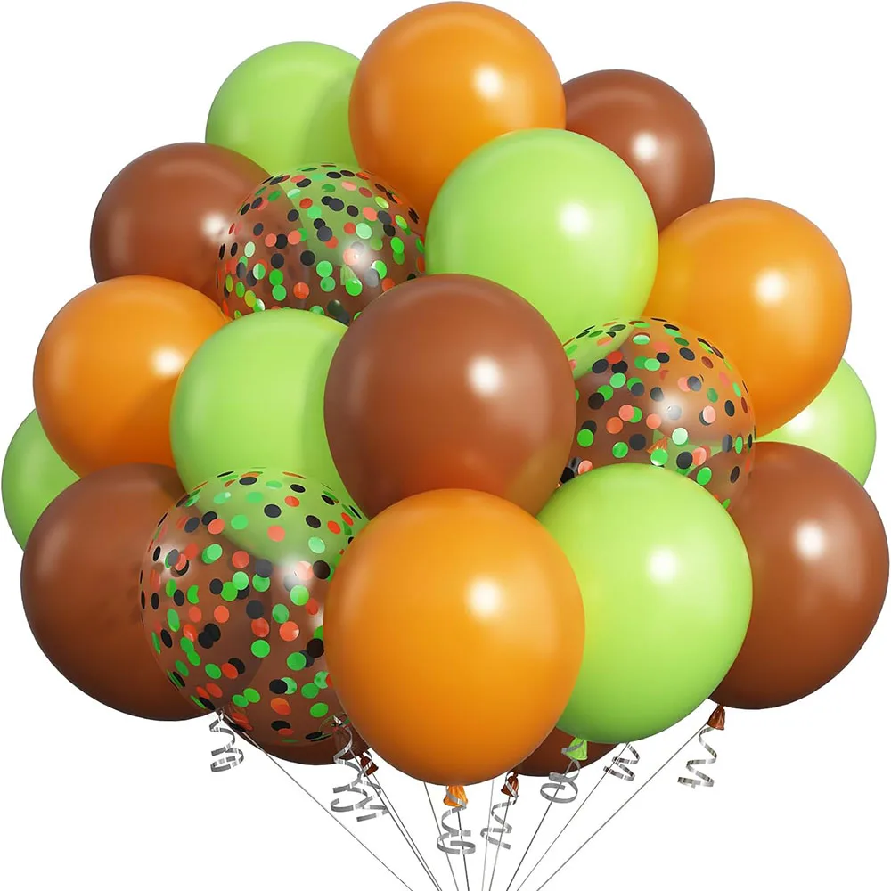 Grüne & braune Luftballons, 30,48 cm Wald braun orange lind grüne Latex ballons mit Konfetti-Party ballons Kaffee helle Frucht grüner Ballon-Set für Dschungel jagd Geburtstag Hochzeit Wald dekor
