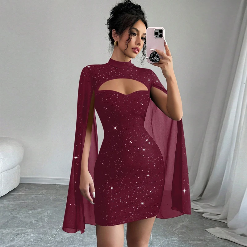 Fashion Long Sleeve Dresses for Women Black Stand Collar Women Dress Slim Package Hip Dress Women Vestidos De Verano Mujer Q497