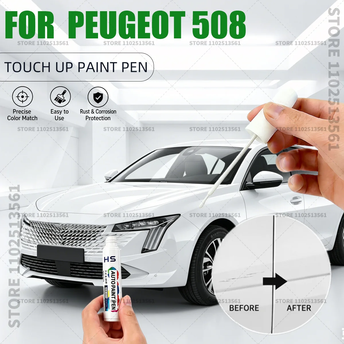 For Peugeot 508 Car Paint Repair Pen Restores Original Factory Paint Finish Gray ESV Pearly White KWE Red EKZ Artense Grey KCA