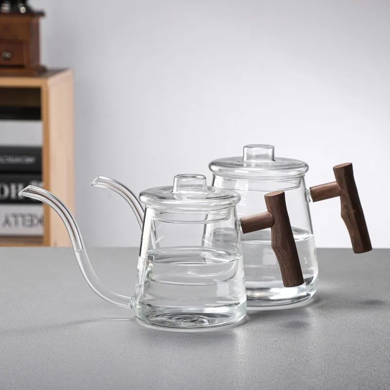 Long Spout Pour‑over Coffee Kettle Heat‑resistant Glass Thin‑neck Pot for Hanging‑ear Brew Tea Water Boiler Multi‑functional