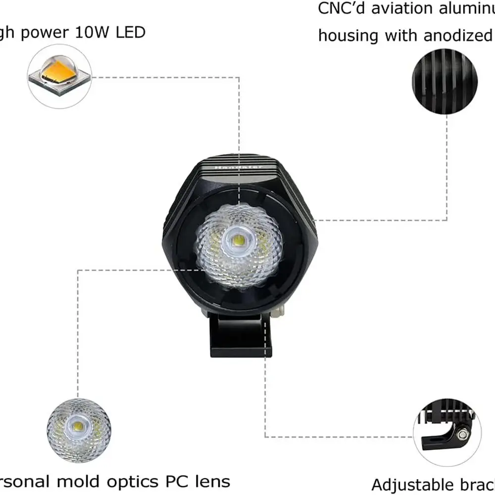 2 fendinebbia per moto a LED bianco freddo - IP68 impermeabile, confezione da 2 per fuoristrada 4x4, camion, marini e veicoli resistenti