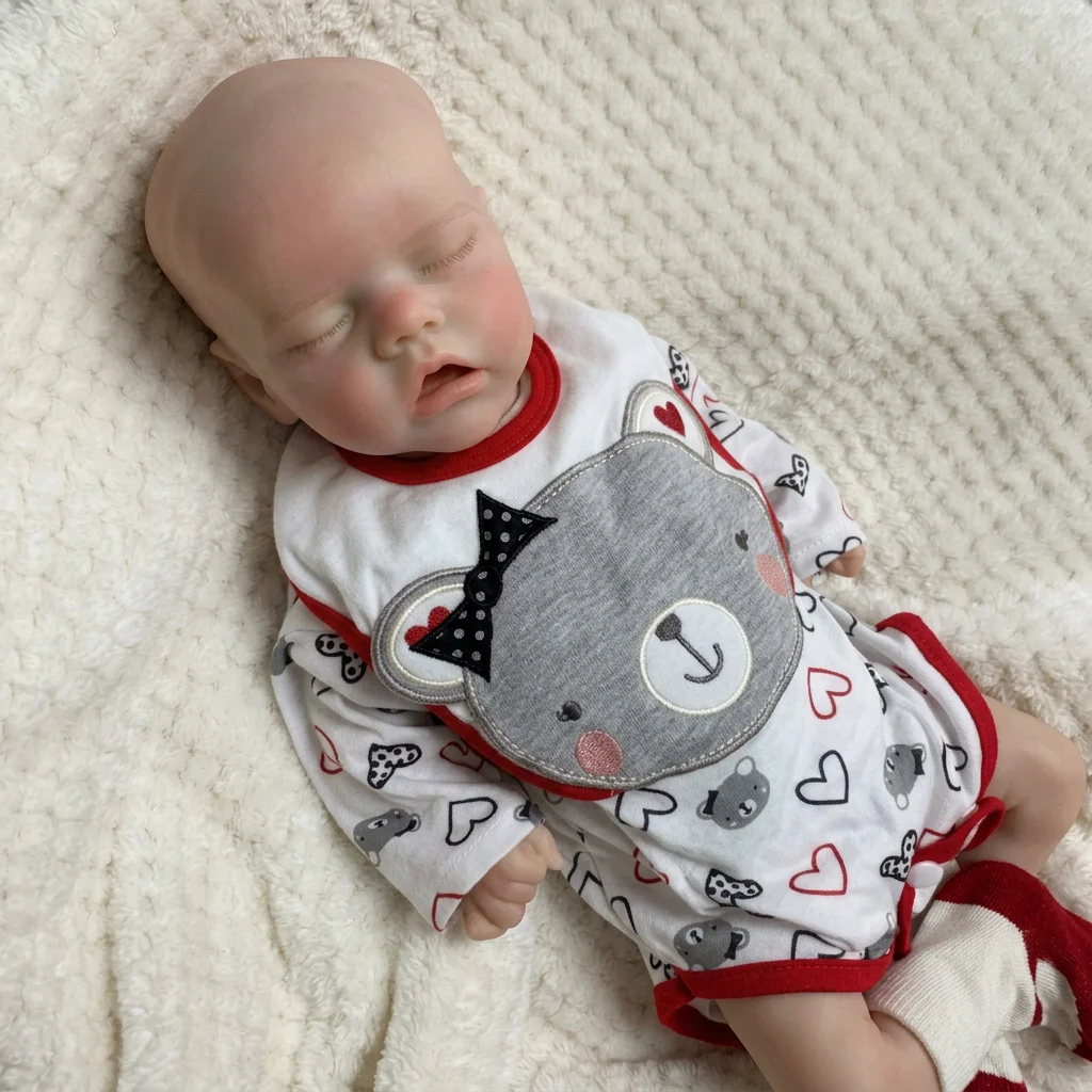 16 Inch Twins A Full Body Silicone Reborn Doll Open Mouth Design Lifelike Newborn Hand Painted Waterproof Collectible Art Ornament for Holiday and Birthday Gifts