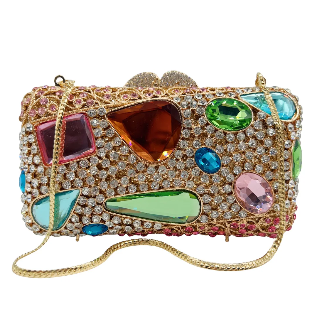 WHTUOHENG Luxury Crystal Clutch Purse Large Stone Rhinestone Women's Party Bag Diamond Bridal Evening Clutch Elegant Wedding Bag