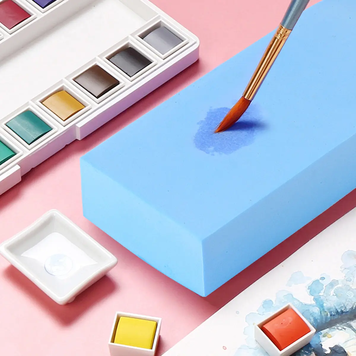 2 pcs Set Painting Brush Watercolor Art Halloween Christmas New Year Art Sponges For Painting Craft Paint Sponges Synthetic