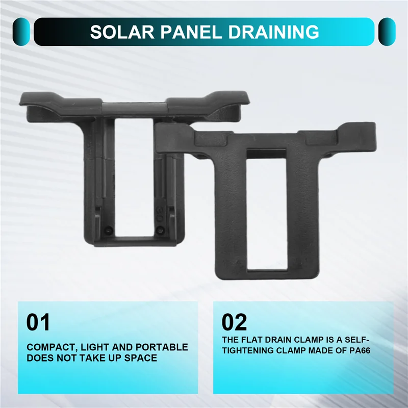 A44F-20PCS Painel Fotovoltaico Drenagem Fivela Placa de Superfície Painel Solar Clipe de Drenagem de Água Para Painel Solar Drenagem Preto 30Mm Dur