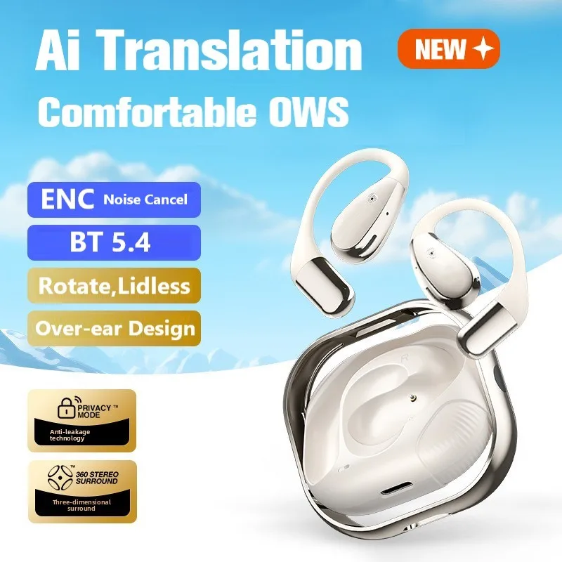 

2025 New AI Wireless Translation Headset Private Model Noise Reduction Ear-mounted Popular Headset