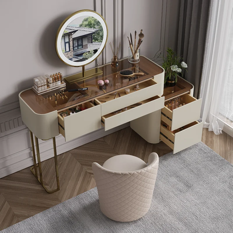 

Luxury Dresser Modern Simple Wood Makeup Dressing Table Bedroom Integrated Makeup Table Advanced Penteadeira Room Furniture