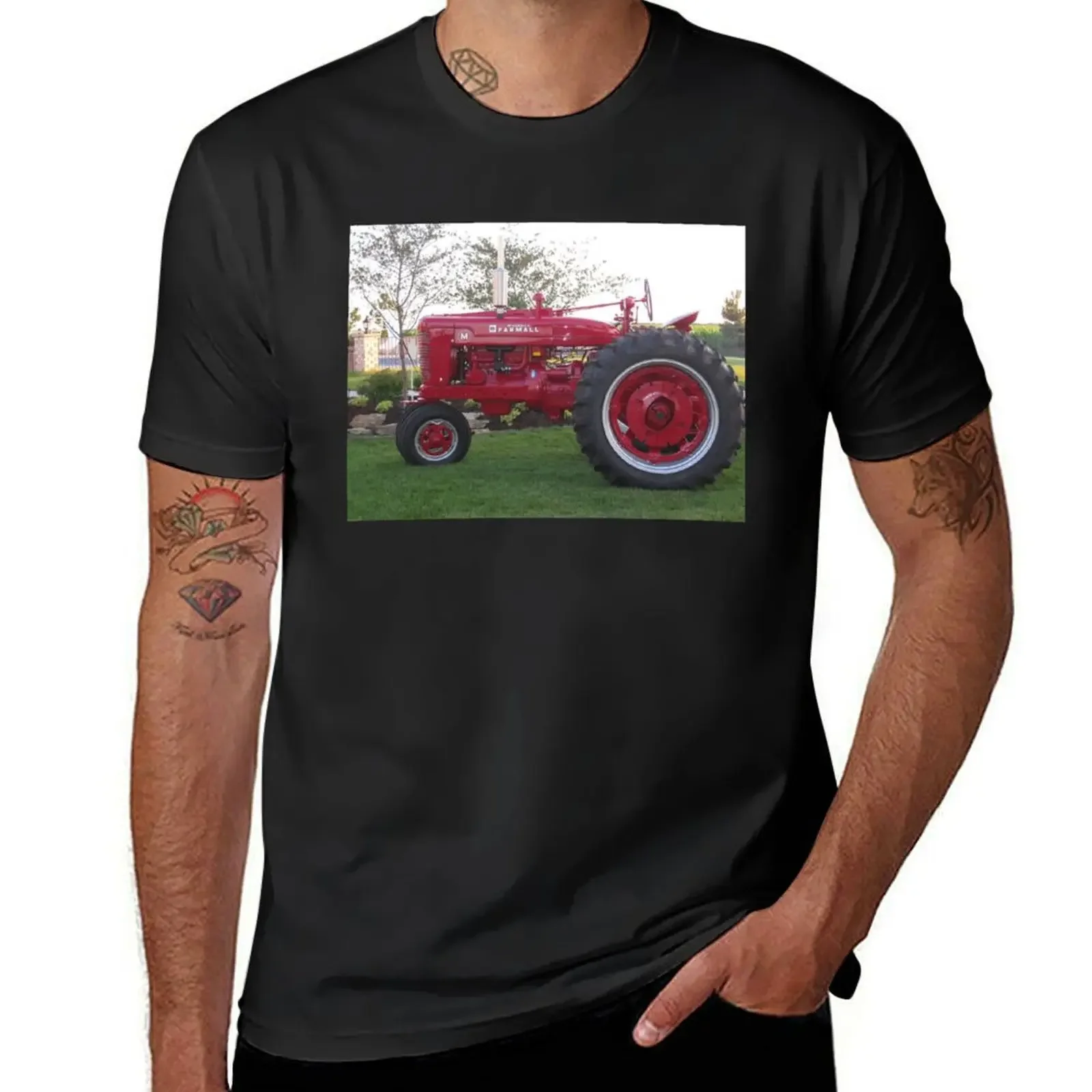 Farmall M Tractor Postcard T-Shirt vintage oversized graphic tee luxury clothes men