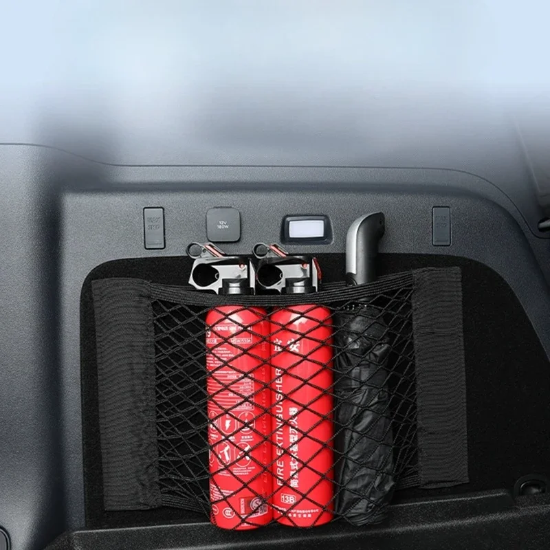 Car Storage Mesh Pocket Artifact Holder Elastic Velcro Storages Bag Interior Accessories Cars Interior Storages