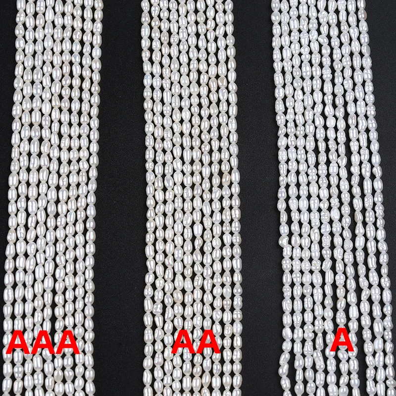 

2-3mm AAA AA A Natural White Rice Tiny Loose Beads Real Freshwater Pearls Strand