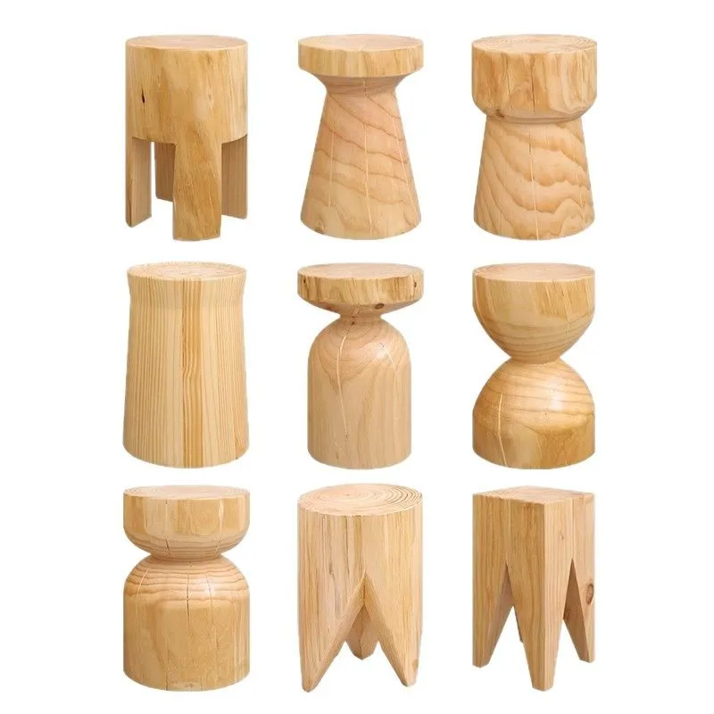Simple log stump solid wood round home office hotel clothing store coffee table stool sofa chair low ornament
