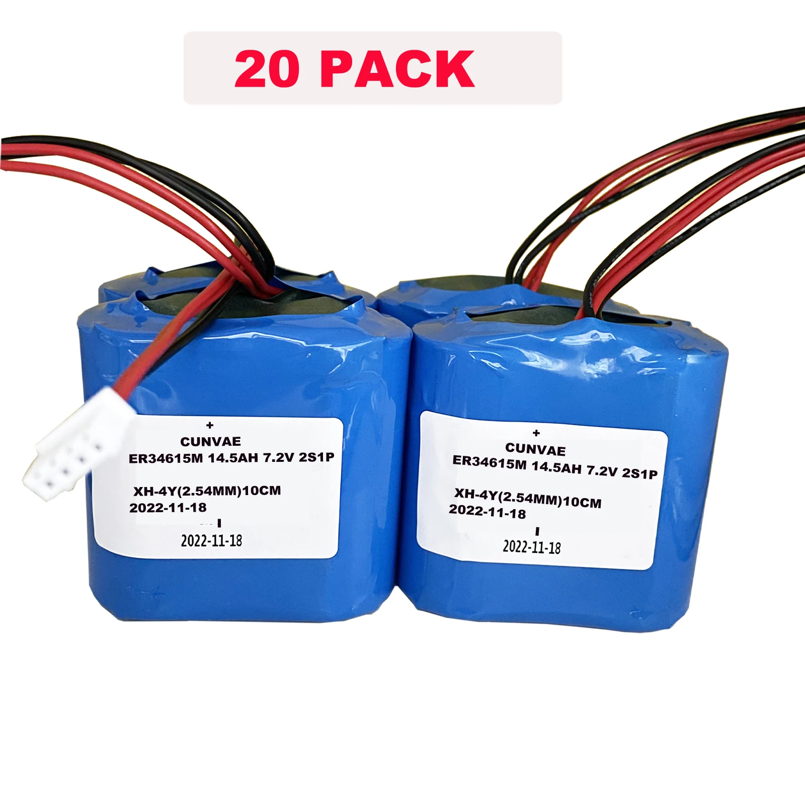 

20 Pack D Lithium Battery 34615 ER34615M 14.5Ah 7.2V Li-SOCl2 Batteries 34615M 2S1P for GPS Radio communication other military