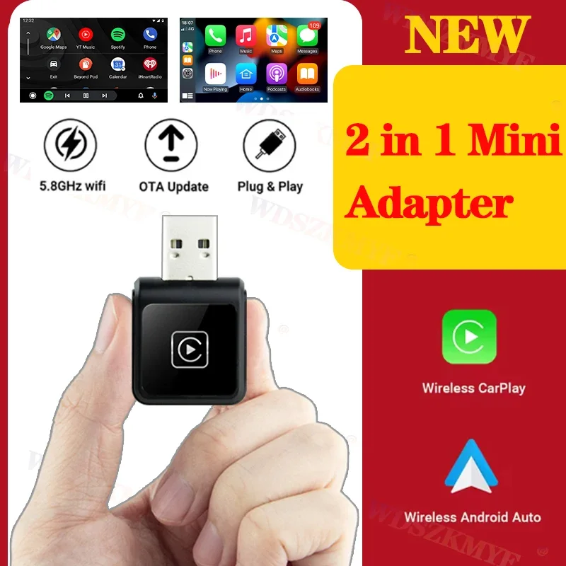 

2025 NEW 2 In 1 Wireless Carplay AI Box Android Auto Plug And Play Applicable To Convert Original Car Wired Carplay To Wireless