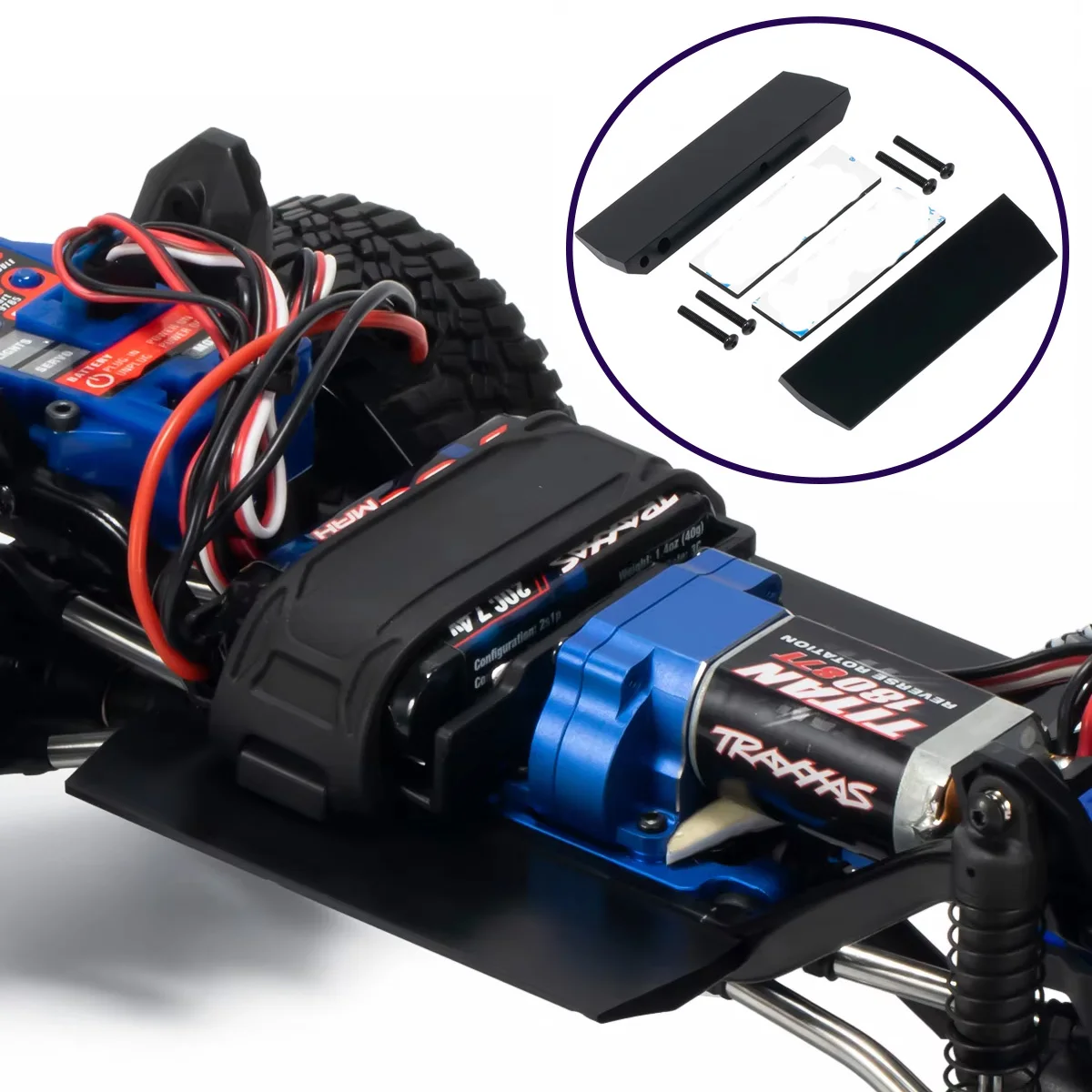 2 Stück Teflon-Rock-Slider & Elektronikablage für TRX4M 1/18 – Passend für Defender Bronco RC Crawler Upgrade-Teile