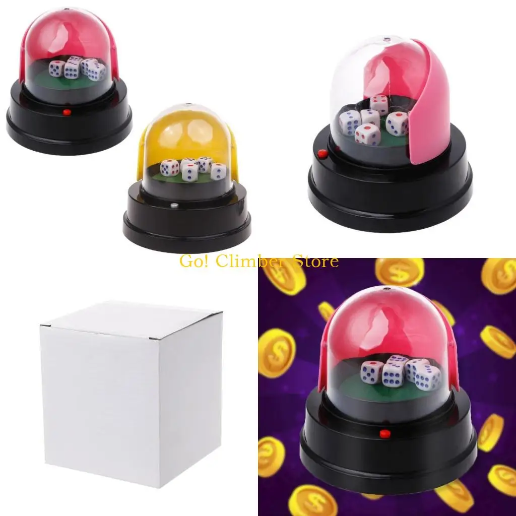 Q84C Automatic Dice Roller Cup Battery Powered Pub Bar Party Game for Play With 5 Dic
