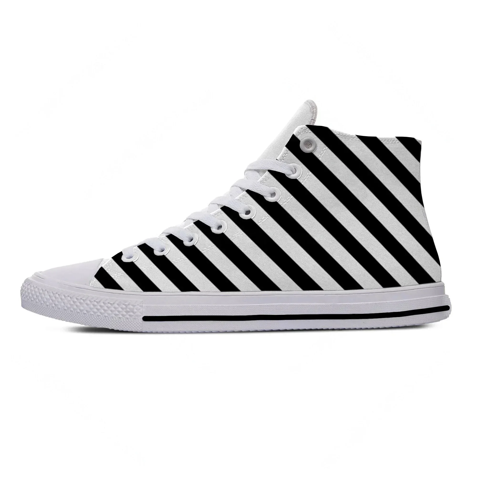 Hot Black and White Stripes Fashion Board Shoes Popular Breathable Casual Shoes High Top Lightweight  Men Women Summer Sneakers