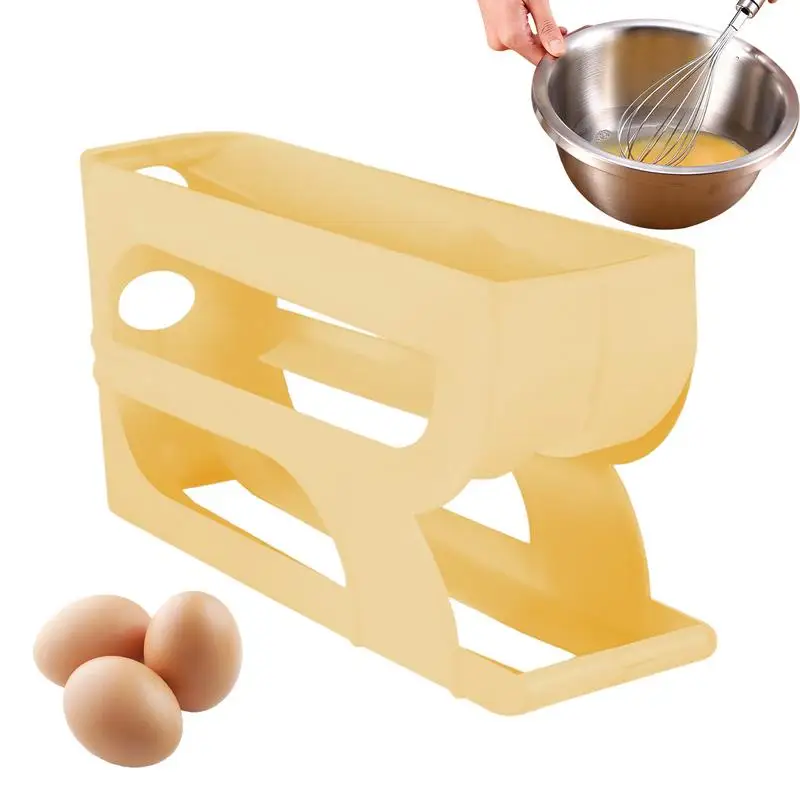 

Rolling Egg Holder for Refrigerator 3 Tiers Egg Storage Container for Refrigerator Space-Saving Egg Storage Container for Fridge