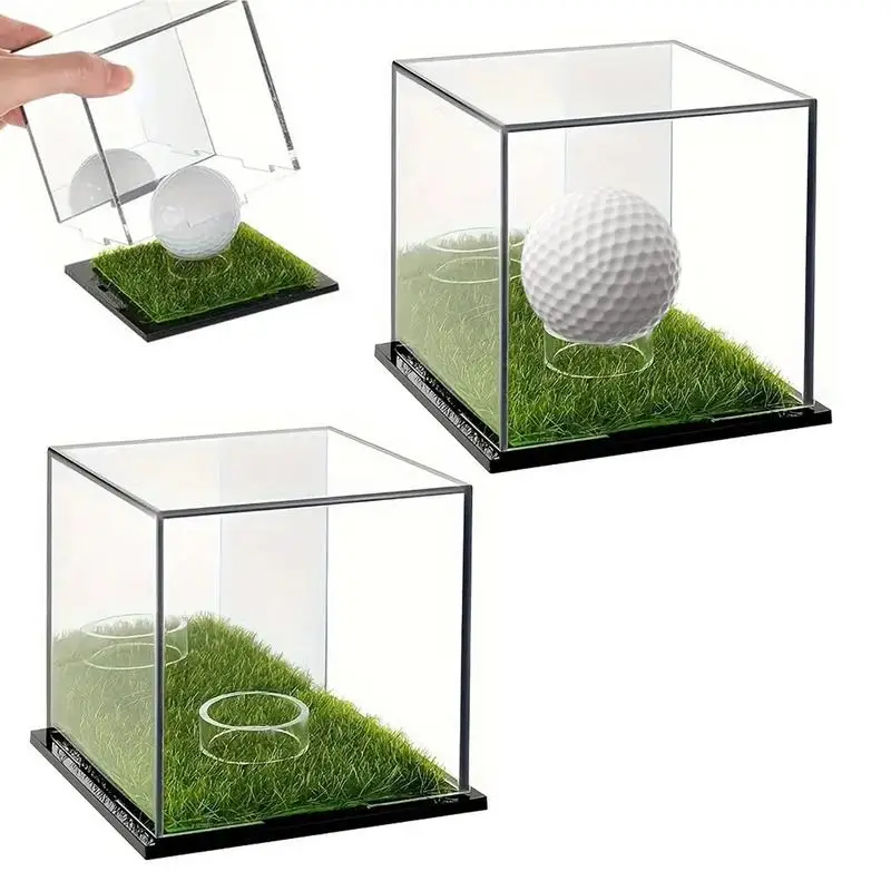 Clear Golf Ball Display 2X Acrylic Single Golf Ball Cube Dust Protection Square Case for Enthusiasts Storage Box for Baseball