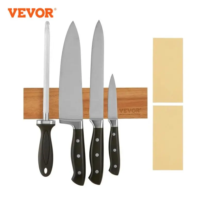 VEVOR 10/16/24'' Magnetic Knife Holder for Wall with Extra Strong Magnet No Drilling Knife Strips Organizer for Knives Utensils 