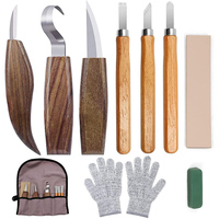 7 10PCS Wood Carving Kit Beginner Set With Resistant Gloves Spoon Whittling Knife Sandpaper For Woodworking Kids Beginners DIY