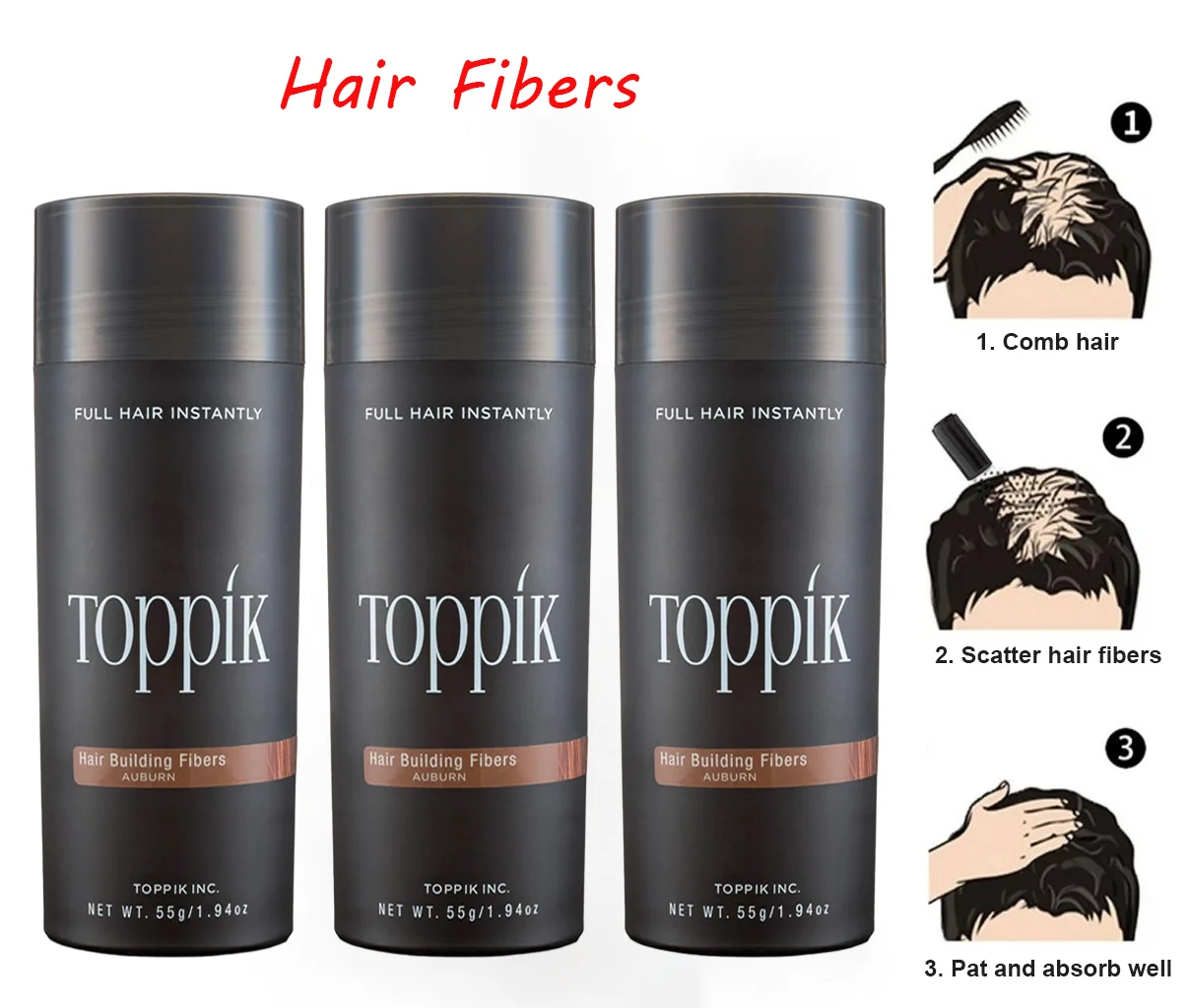 

New 9 Shades Hair Fibers，27.5g/55g | Fill In Fine or Thinning Hair |Instantly Thicker, Fuller Looking Hair ,Toppik Hair Building