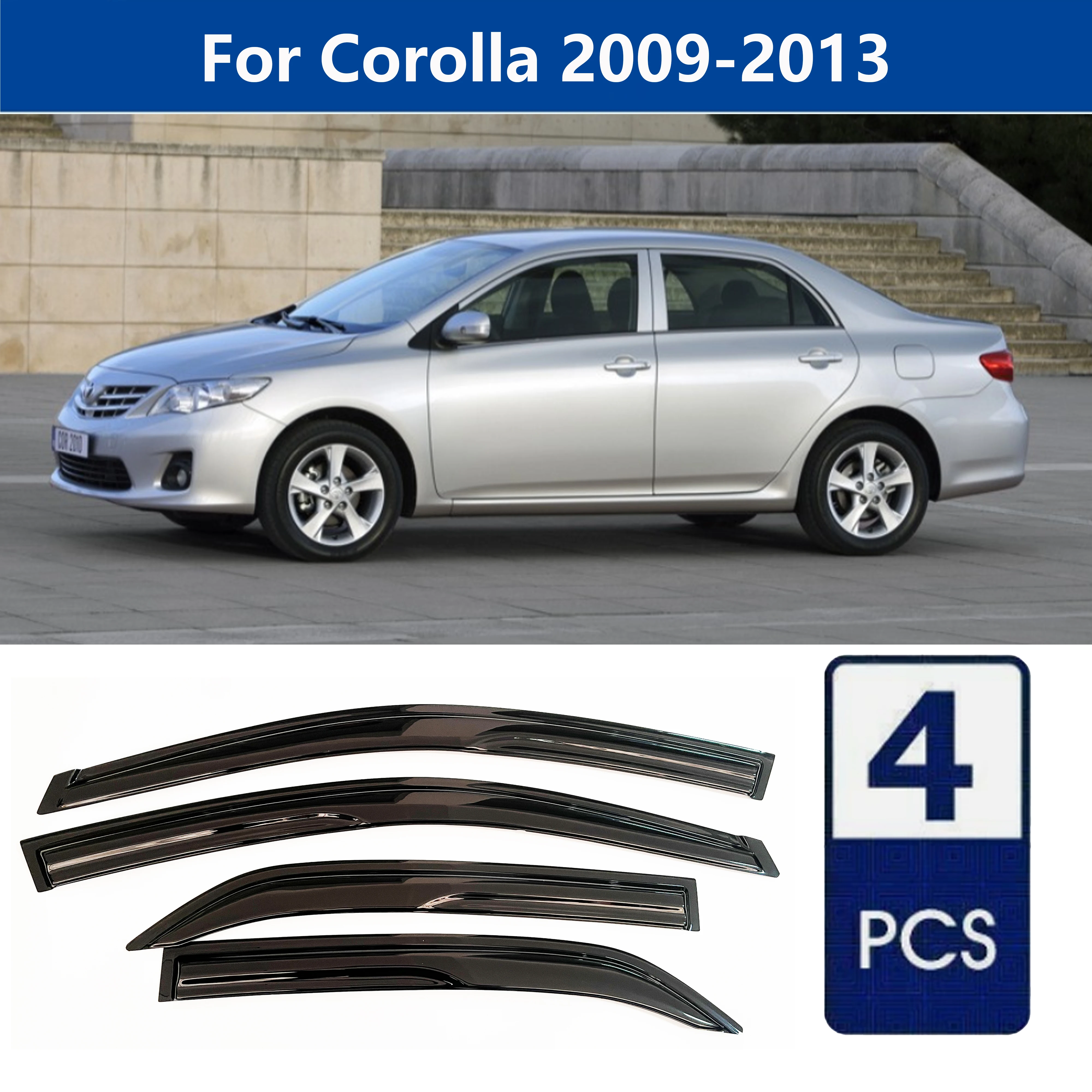 

Высококачественные дефлекторы для окон автомобиля AIBAP, 4 шт., 1,8 мм, для Corolla 2009-2013, седан, защита от дождя и солнца.