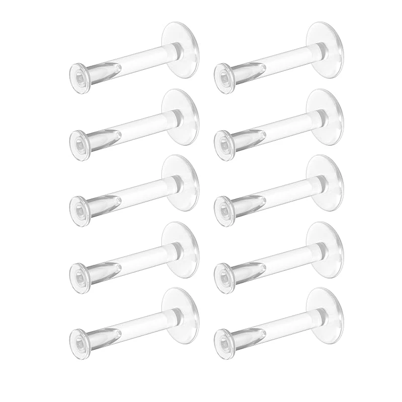 10 Pcs/set Transparent Acrylic Plug Rod Lip Studs Piercing Ear Cartilage Tragus Tongue Eyebrow Industrial Piercing Kit Jewelry