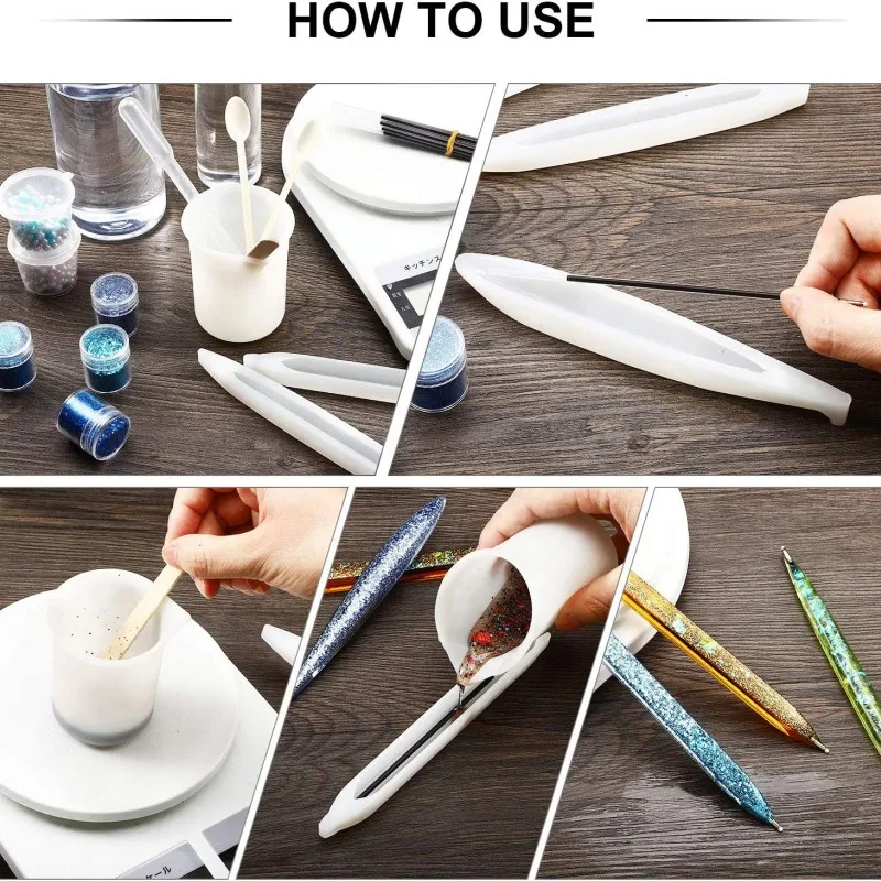 New Transparent Pen Silicone Mold Diy Ballpoint Pen Mold Creative Dried Flower Epoxy Resin Pen Casting Mold Clear Jewelry Making