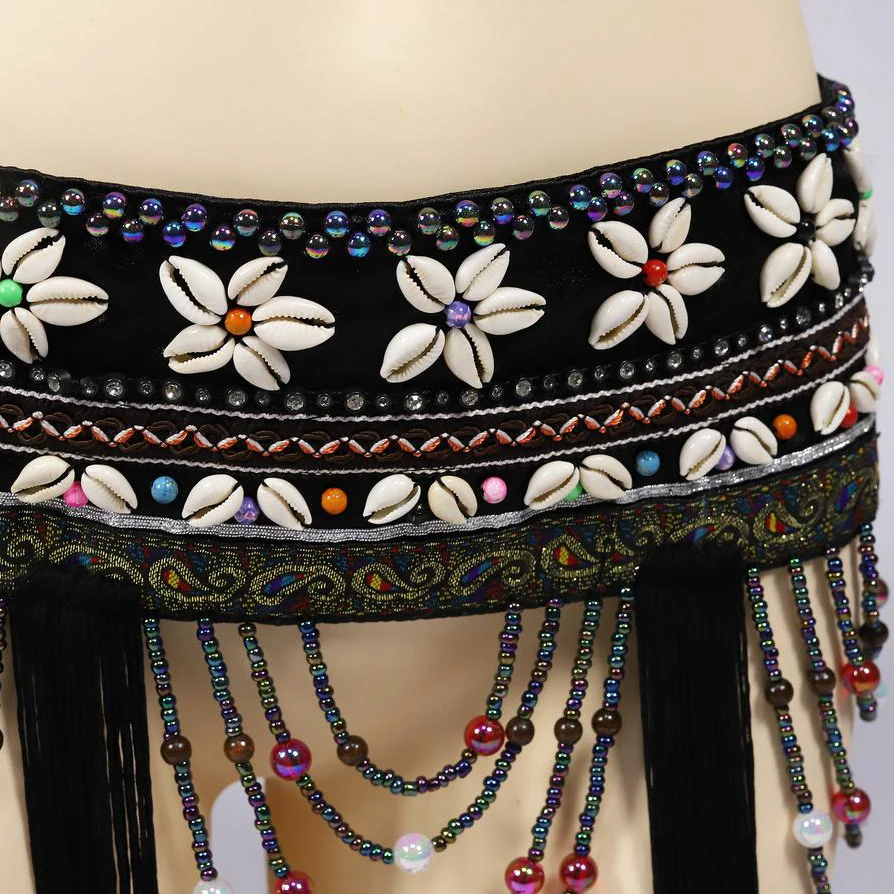 Restaurar dança do ventre tribal cintura quadril cachecol ajuste ajustável contas de bronze antigo moedas de ouro cinto de corrente com adesivo mágico