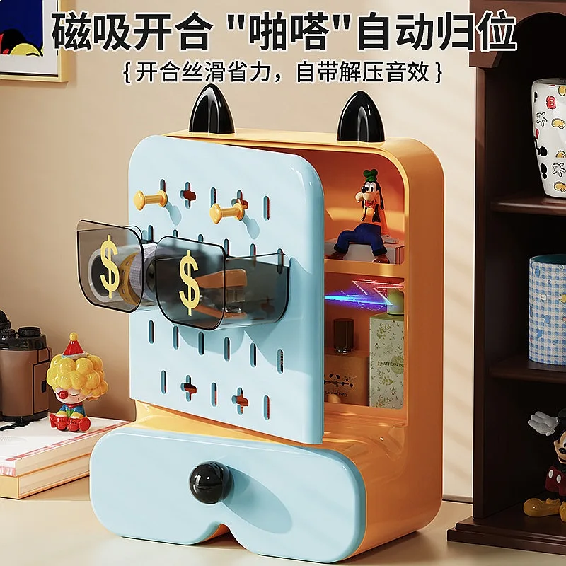 Magnetic Drawer Storage Box for Desk Dustproof Organizer, Grid Board Compatible Student Dormitory Desktop Shelf