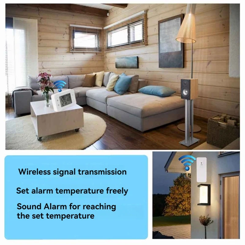 Top Deals Wireless Indoor Outdoor Freezer Thermometer Sensor Temperature Monitor With Audible Alarm Temperature Gauge For Kitche