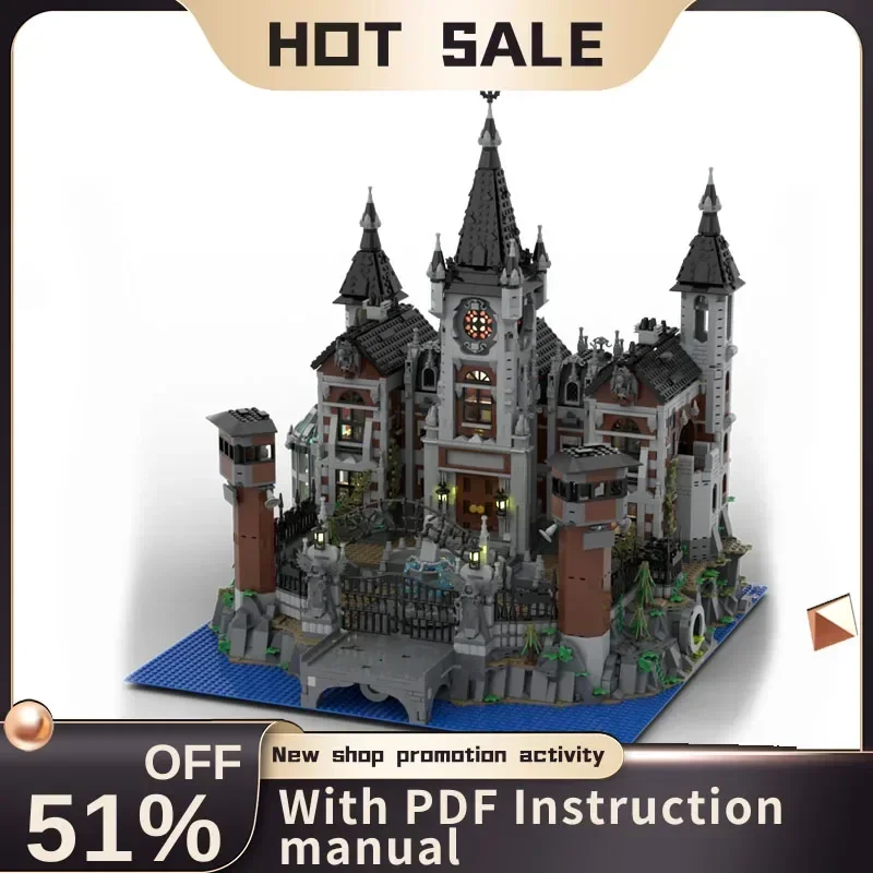 New 6755Pcs Hot Famous Bat Hero Movie Moc Asylum Model Building Block Diy Creative Ideas Brick Toy Christmas Birthday Gifts70912