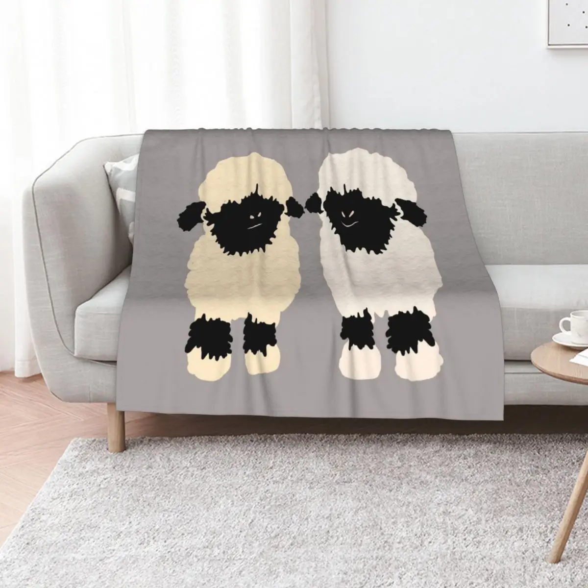 Valais black nose sheep friends Throw Blanket for sofa Softest decorative Plush Sofa Quilt manga Blankets