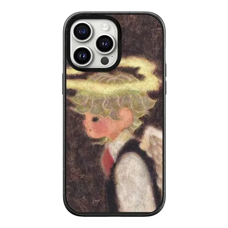 

Little Angel Black Frosted Phone Case Cover for IPhone 13 14 15 16 Pro Max Case