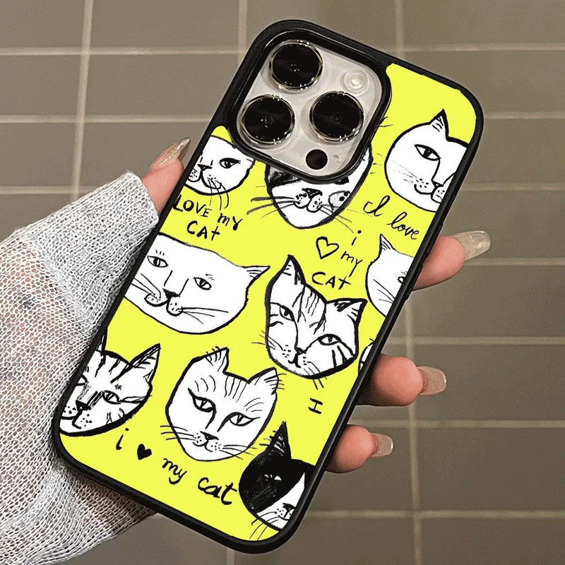 קוריאני צהוב אנימה חתול, נמר טלפון מקרה עבור iPhone 15 14 11 12 13 pro max קריקטורה חמוד טלפון אופנה מקרה עבור iPhone xr xs