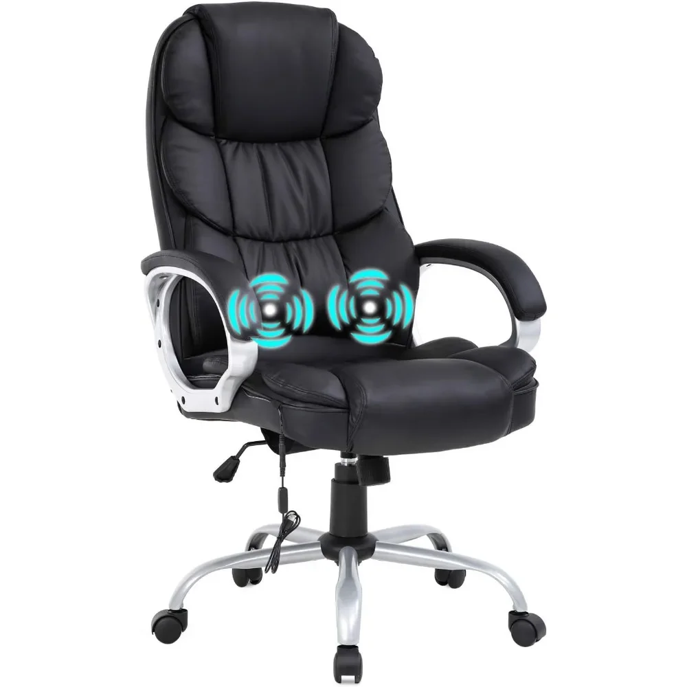 

Ergonomic Office Chair with Lumbar Support, Arms, Headrest, PU Leather, Modern Rolling Swivel Executive Chair