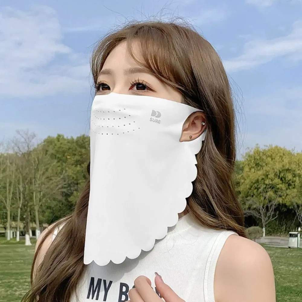 

Solid Color Sunscreen Mask Summer Face Scarves Sun Proof Bib Ice Silk Mask Face Cover Face Shield Neck Wrap Cover Fishing