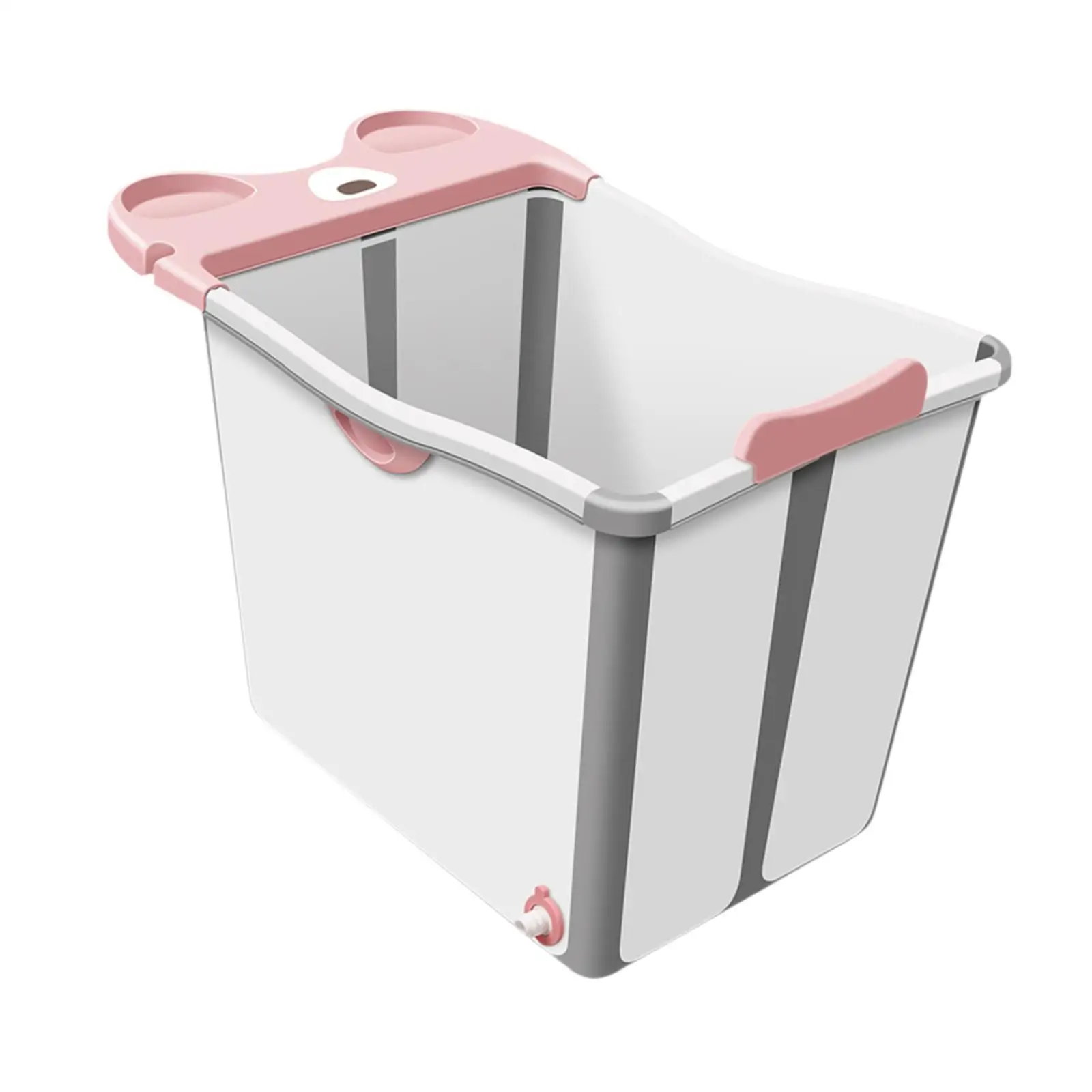 Foldable Bathtub with Handles with Storage Rack Cute Nonslip Bottom Bath Tub Bucket for Traveling Newborn Gifts Boys Infants