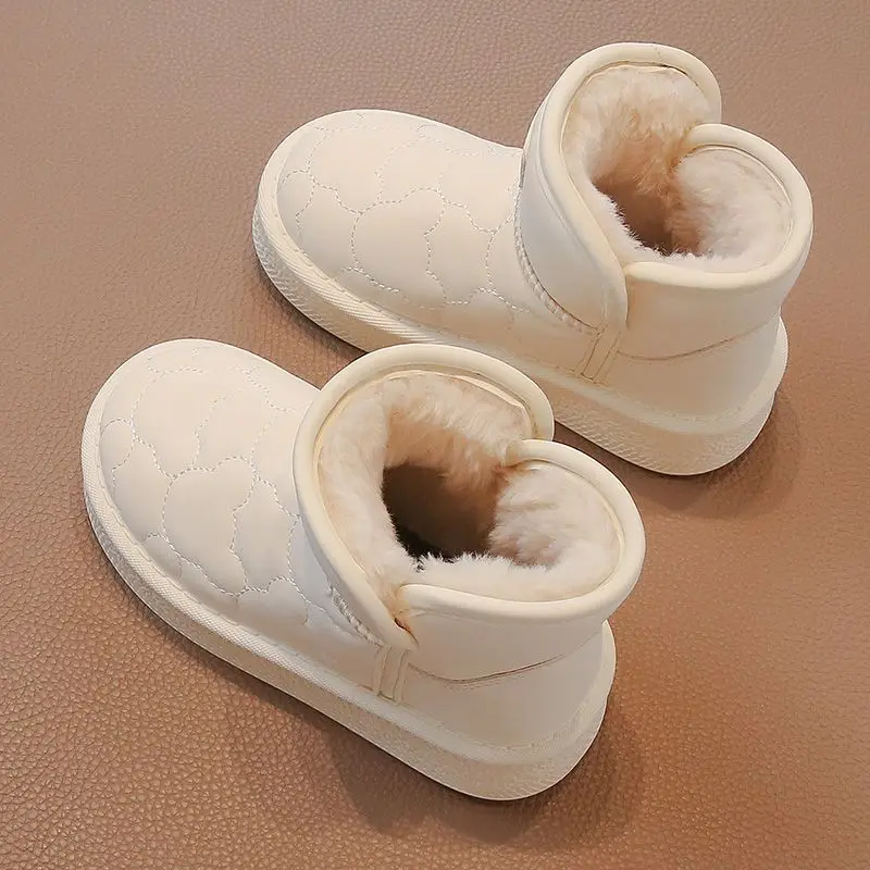 

2026 зимние детские зимние ботинки, теплая кожаная обувь на шерстяной подкладке, толстая хлопковая подкладка для девочек и мальчиков, уличная обувь для холодной погоды