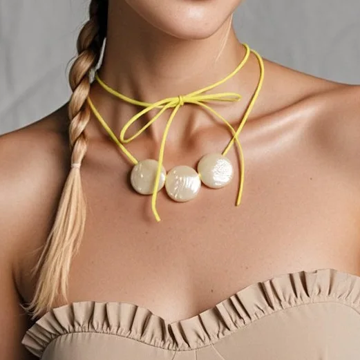 DIY accessories European and American fashion simple cotton rope necklace creative geometric personality candy color round cake