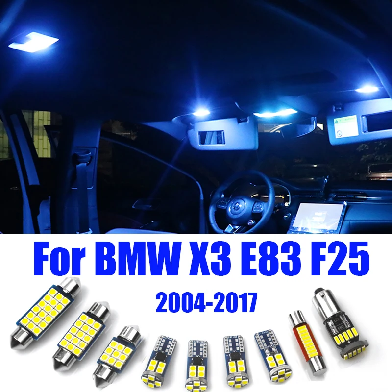 

For BMW X3 E83 F25 2004-2017 Error Free 12v Car LED Bulbs Kit Interior Dome Reading Lamps Vanity Mirror Trunk Lights Accessories