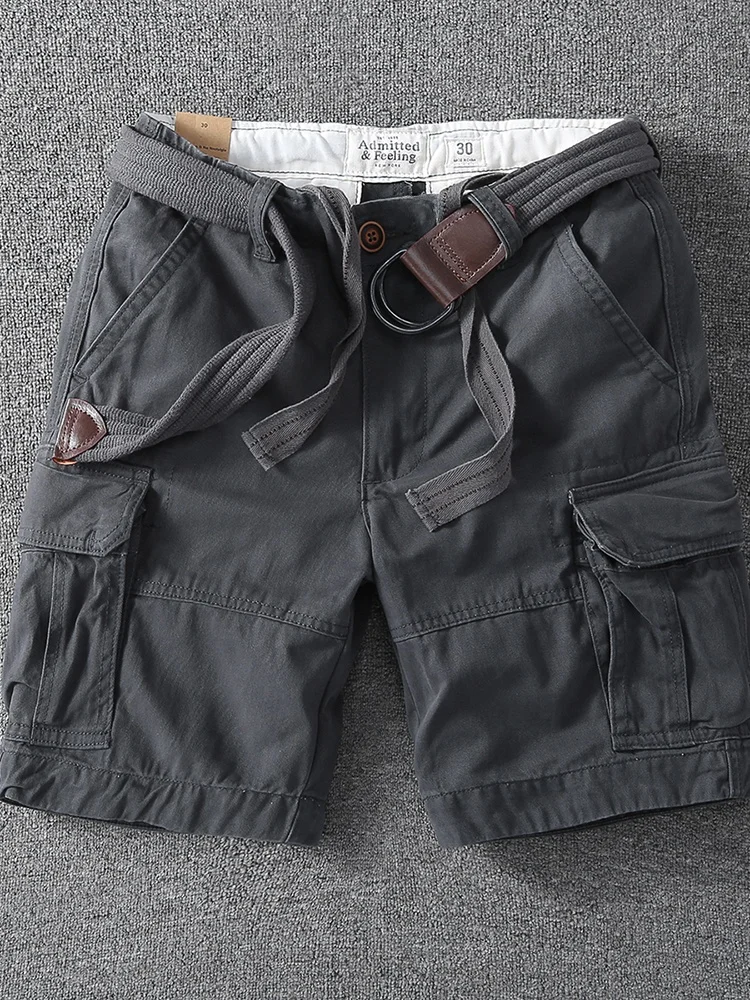 

Летняя тонкая повседневная рабочая одежда orts, мужские модные брендовые свободные прямые многослойные повседневные брюки средней длины с пятью точками