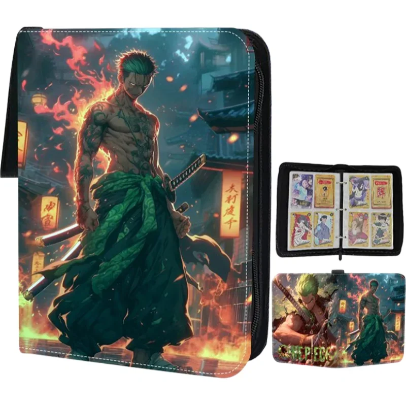 新しいワンピースロロノア・ゾロジッパー PU レザー名刺ホルダーアルバムブックバインダーゲームカードコレクション子供のおもちゃギフト