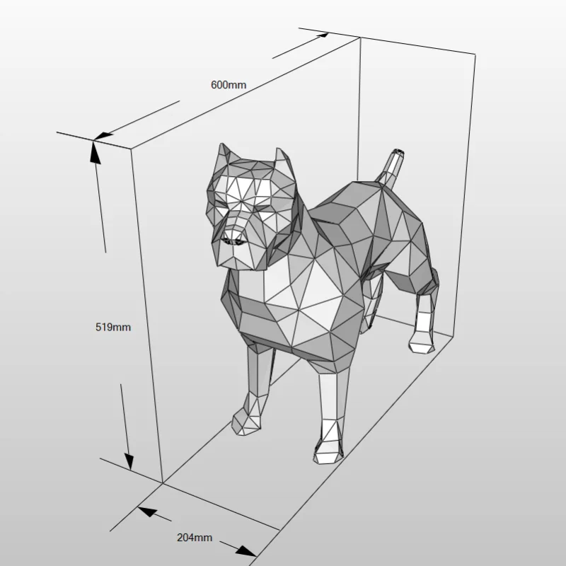 60cm 핏불 동물 강아지 종이 모형 집 꾸미기 방 장식 바닥 장식품 3D 종이 공예 DIY 퍼즐 장난감 애완 동물 모델 키트